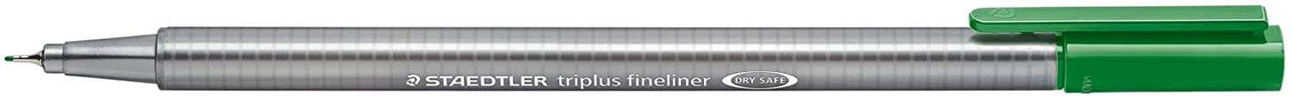 Staedtler Triplus Fineliner 334 Rotulador de Punta Fina - Trazo de 0.3mm - Tinta Base de Agua - Color Verde Savia - Cantidad: 10
