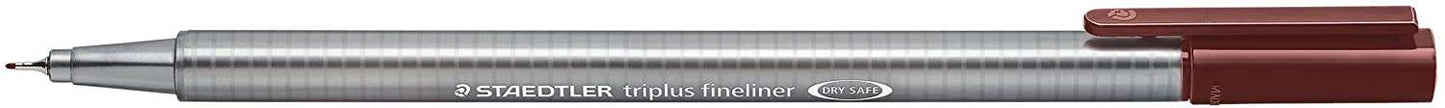 Staedtler Triplus Fineliner 334 Rotulador de Punta Fina - Trazo de 0.3mm - Tinta Base de Agua - Color Marron Chocolate - Cantidad: 10