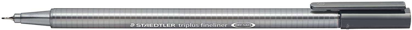 Staedtler Triplus Fineliner 334 Rotulador de Punta Fina - Trazo de 0.3mm - Tinta Base de Agua - Color Gris - Cantidad: 10