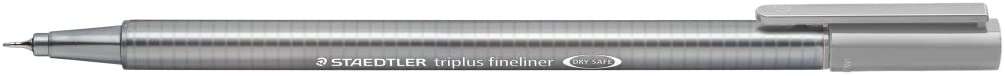 Staedtler Triplus Fineliner 334 Rotulador de Punta Fina - Trazo de 0.3mm - Tinta Base de Agua - Color Gris Plata - Cantidad: 10