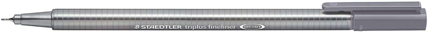 Staedtler Triplus Fineliner 334 Rotulador de Punta Fina - Trazo de 0.3mm - Tinta Base de Agua - Color Gris Paloma - Cantidad: 10