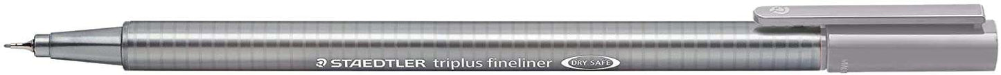 Staedtler Triplus Fineliner 334 Rotulador de Punta Fina - Trazo de 0.3mm - Tinta Base de Agua - Color Gris Piedra - Cantidad: 10