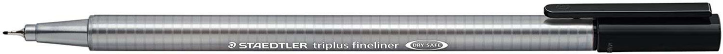 Staedtler Triplus Fineliner 334 Rotulador de Punta Fina - Trazo de 0.3mm - Tinta Base de Agua - Color Negro - Cantidad: 10