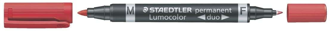 Staedtler Lumocolor 348 Rotulador Permanente de Doble Punta - Secado Rapido - Color Rojo - Cantidad: 10