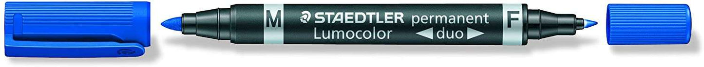 Staedtler Lumocolor 348 Rotulador Permanente de Doble Punta - Secado Rapido - Color Azul - Cantidad: 10