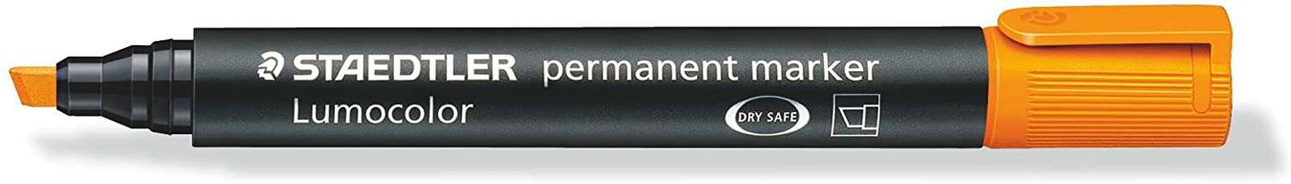 Staedtler Lumocolor 350 Rotulador Permanente - Punta Biselada 2-5mm aprox. - Tinta Base de Alcohol - Secado Rapido - Color Naranja - Cantidad: 10