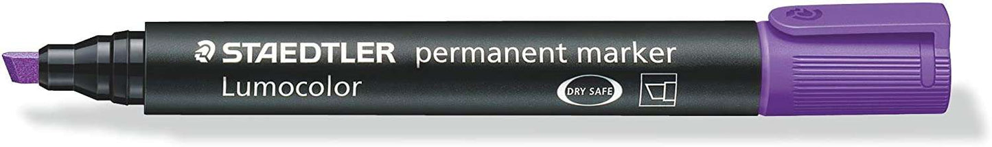Staedtler Lumocolor 350 Rotulador Permanente - Punta Biselada 2-5mm aprox. - Tinta Base de Alcohol - Secado Rapido - Color Violeta - Cantidad: 10