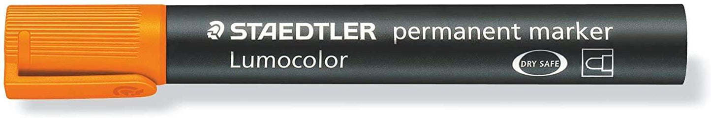 Staedtler Lumocolor 352 Rotulador Permanente - Punta Redonda - Trazo 2mm Aprox - Capuchon con Clip - Secado Rapido - Color Naranja - Cantidad: 10