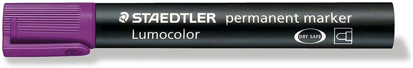 Staedtler Lumocolor 352 Rotulador Permanente - Punta Redonda - Trazo 2mm Aprox - Capuchon con Clip - Secado Rapido - Color Violeta - Cantidad: 10