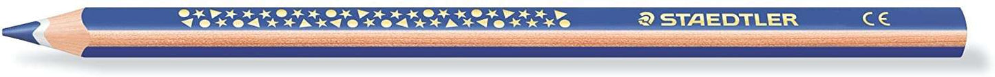 Staedtler Jumbo Noris 128 Lapiz Triangular de Color - Mina de 4mm - Resistencia a la Rotura - Diseño Ergonomico - Color Azul - Cantidad: 12