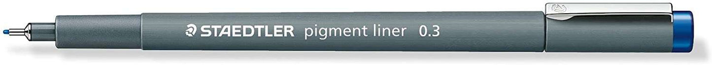 Staedtler Pigment Liner 308 Rotulador Calibrado - Trazo 0.3mm - Secado Rapido - Color Azul - Cantidad: 10
