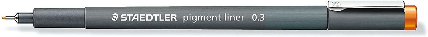Staedtler Pigment Liner 308 Rotulador Calibrado - Trazo 0.3mm - Secado Rapido - Color Naranja - Cantidad: 10