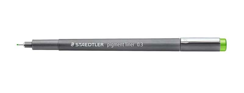 Staedtler Pigment Liner 308 Rotulador Calibrado - Trazo 0.3mm - Secado Rapido - Color Verde Claro - Cantidad: 10