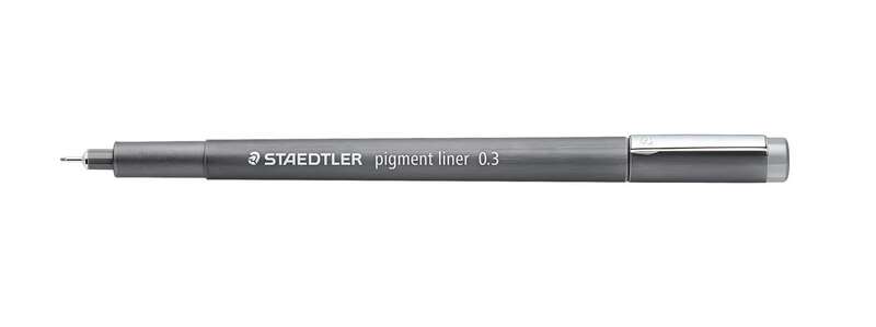Staedtler Pigment Liner 308 Rotulador Calibrado - Trazo 0.3mm - Secado Rapido - Color Gris - Cantidad: 10