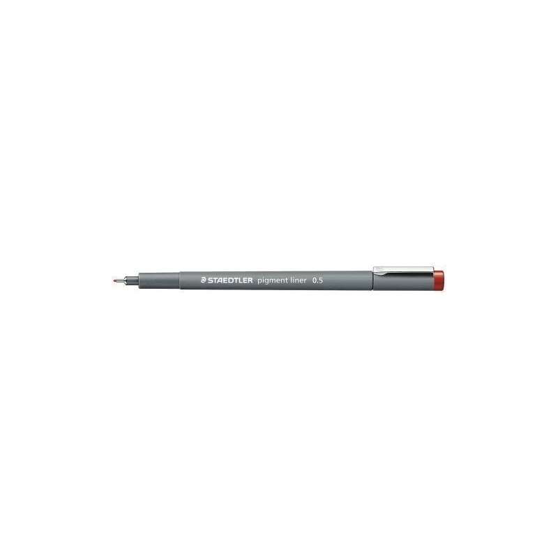Staedtler Pigment Liner 308 Rotulador Calibrado - Trazo 0.5mm - Secado Rapido - Color Rojo - Cantidad: 10