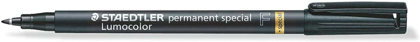 Staedtler Lumocolor Permanent 319 Rotulador Permanente de Punta Fina - Trazo 0.6mm - Para Aplicaciones Especiales - Secado Rapido - Color Negro - Cantidad: 10