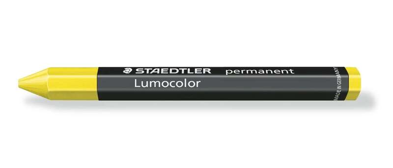 Staedtler Lumocolor Permanent Omnigraph 236 Cera Permanente Hexagonal - Resistente al Agua - Diametro 12mm Aprox - Color Amarillo - Cantidad: 12