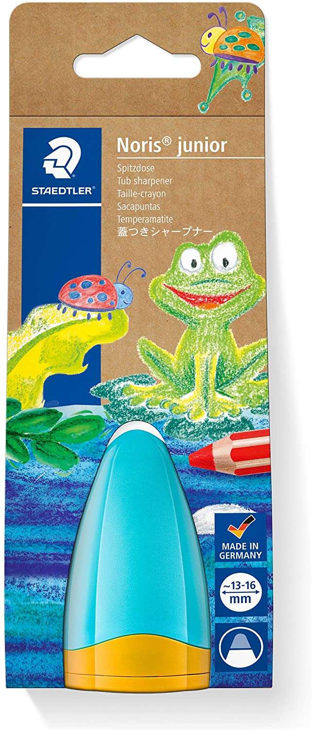 Staedtler Noris Junior 516 Sacapuntas de Plastico con Deposito - Forma Conica para Manos Pequeñas - Para Lapices Gruesos