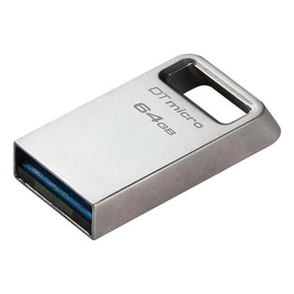 Kingston DataTraveler Micro Memoria USB 64GB - USB 3.2 Gen 1 - Ultracompacta y Ligera - Enganche para Llavero - Cuerpo Metalico (Pendrive)