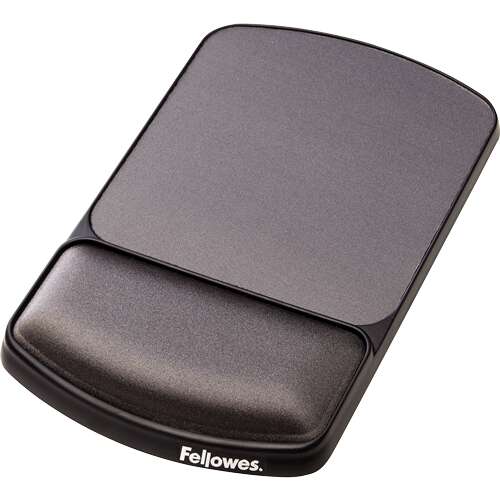 Fellowes Alfombrilla Premiun con Reposamuñecas Ajustable Gel - Angulo y Altura Ajustable - Superficie de Poliester - Color Negro