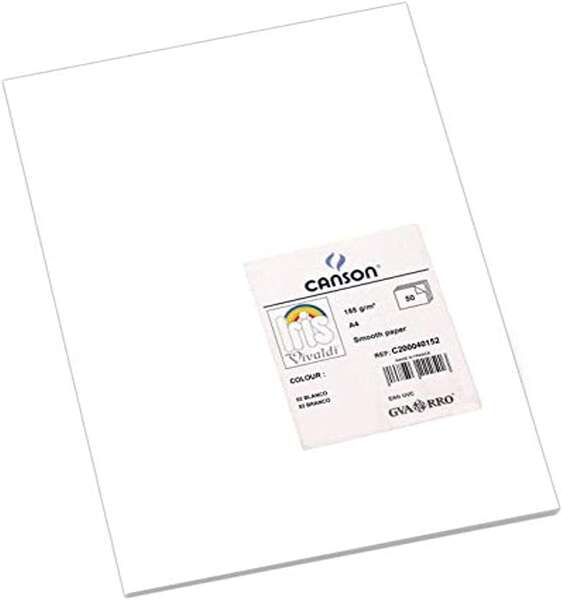 Canson Guarro Pack de 50 Cartulinas Iris A4 de 185g - 21x29.7cm - Color Blanco