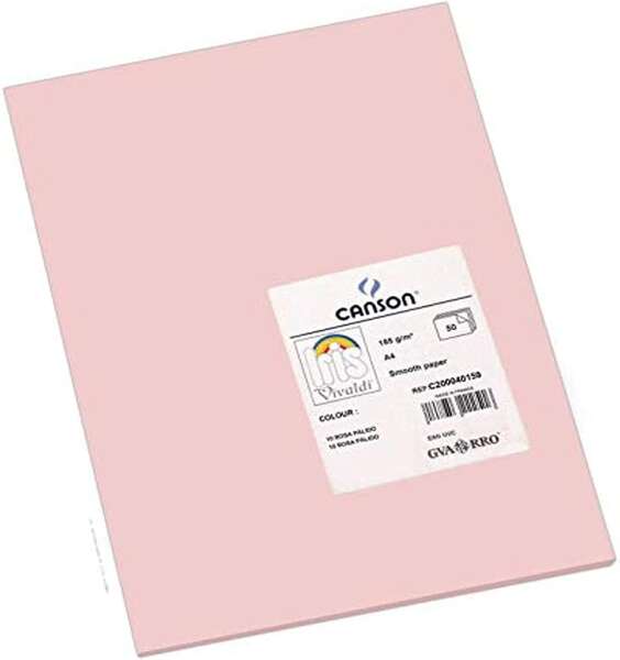 Canson Guarro Pack de 50 Cartulinas Iris A4 de 185g - 21x29.7cm - Color Rosa