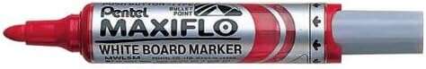 Pentel Maxiflo Rotulador para Pizarra Blanca - Regulacion del Flujo de Tinta - Punta Redonda - Ancho de Linea 2,5mm - 50% de Materiales Reciclados - Color Rojo - Cantidad: 12