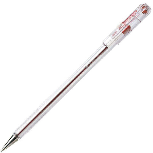 Pentel SuperB Boligrafo de Bola - Punta Fina 0.7mm - Trazo 0.35mm - Tinta con Base de Aceite - Color Rojo - Cantidad: 12