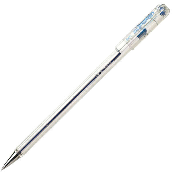 Pentel SuperB Boligrafo de Bola - Punta Fina 0.7mm - Trazo 0.35mm - Tinta con Base de Aceite - Color Azul - Cantidad: 12