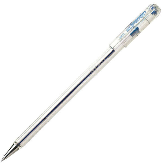 Pentel SuperB Boligrafo de Bola - Punta Fina 0.7mm - Trazo 0.35mm - Tinta con Base de Aceite - Color Azul - Cantidad: 12