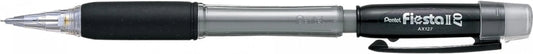 Pentel Fiesta II Portaminas HB 0.7mm con Goma - Incluye 2 Recargas - Grip de Goma - Diseño Ergonomico - Color Negro - Cantidad: 12
