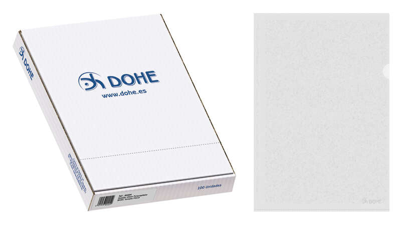 Dohe Caja de 100 Dossiers Uñero Basic 100 Micras - Tamaño Folio - Transparente