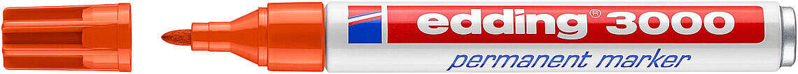 Edding 3000 Rotulador Permanente - Punta Redonda de 1.5mm - Trazo entre 1.5 y 3mm - Recargable - Secado Rapido - Color Naranja - Cantidad: 10