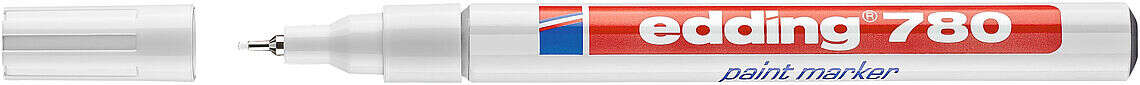 Edding 780 Rotulador Permanente de Tinta Opaca - Punta Redonda - Trazo 0.8mm - Puntas de Recambio Disponibles - Secado Rapido - Color Blanco - Cantidad: 10