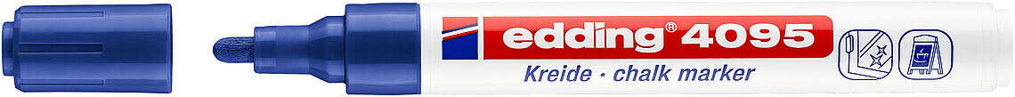 Edding 4095 Rotulador de Tiza Liquida - Punta Redonda - Trazo entre 2 y 3mm - Olor Neutro - Color Azul - Cantidad: 10