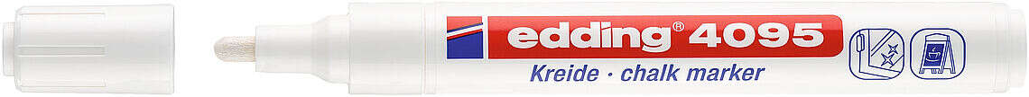 Edding 4095 Rotulador de Tiza Liquida - Punta Redonda - Trazo entre 2 y 3mm - Olor Neutro - Color Blanco - Cantidad: 10