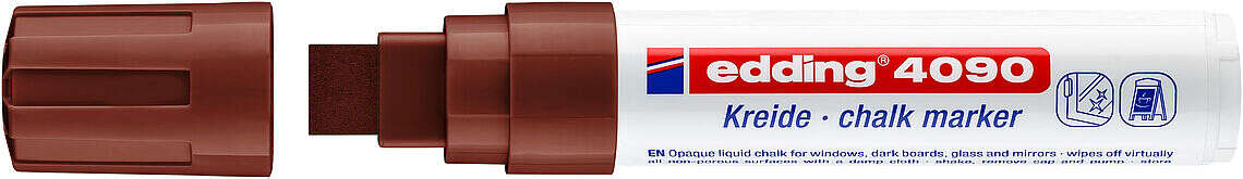Edding 4090 Rotulador de Tiza Liquida - Punta Biselada - Trazo entre 4 y 15mm - Olor Neutro - Color Marron - Cantidad: 5