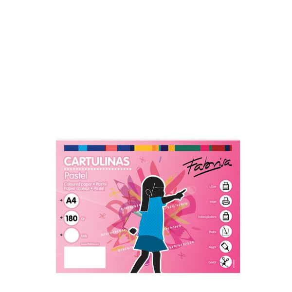 Fabrisa Pack de 100 Cartulinas 180 g/m² - Tamaño A4 - Color Blanco