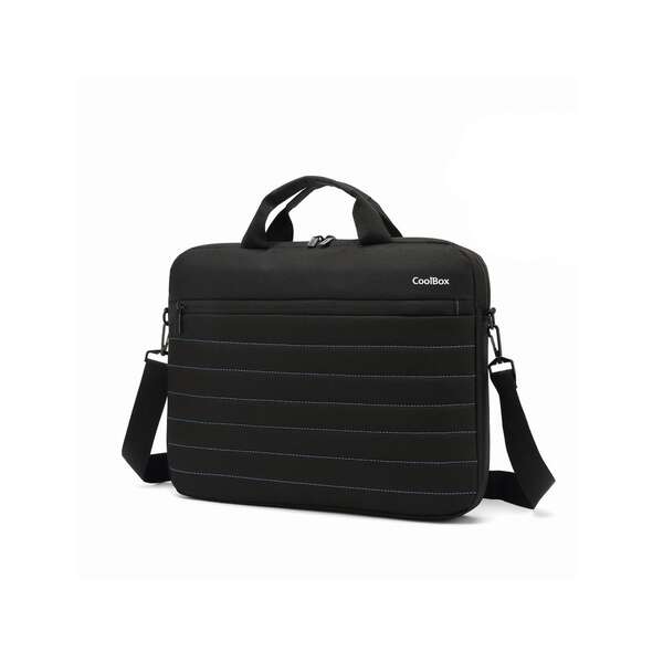 CoolBox Maletin para Portatil hasta 14" - Compartimento Principal Acolchado - Tejido Impermeable - Color Negro