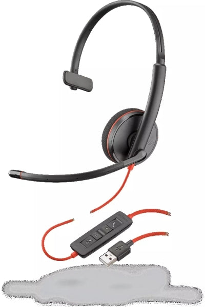 Plantronics/Poly Blackwire C3210 USB-A Auricular Monoaural con Microfono - Almohadilla Acolchada - Controles en Cable