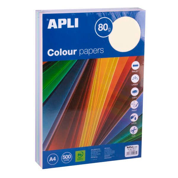 Apli Papel Color Surtido Pastel A4 500 Hojas