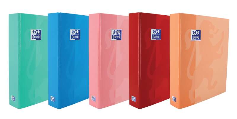 Oxford Carpeta de Anillas Classic Formato A4+ - Tapa Extradura Brillante - Anillas en Forma de D 40mm - Colores Surtidos - Cantidad: 10