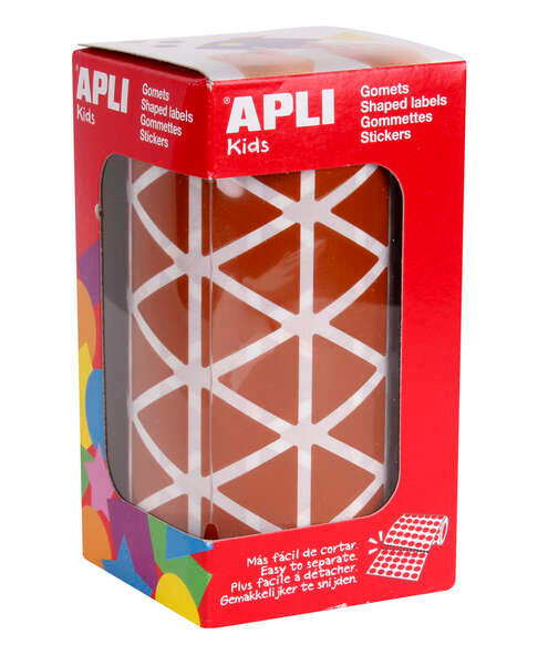 Apli Gomets Triangulares Marron 20x20x20mm - 59 Hojas Pretroqueladas - 2832 Gomets por Rollo - Ideal para Escuelas y Talleres Infantiles - Adhesivo Base Agua y Libre de Disolventes - Cumple con Normas EN-71 y FSC