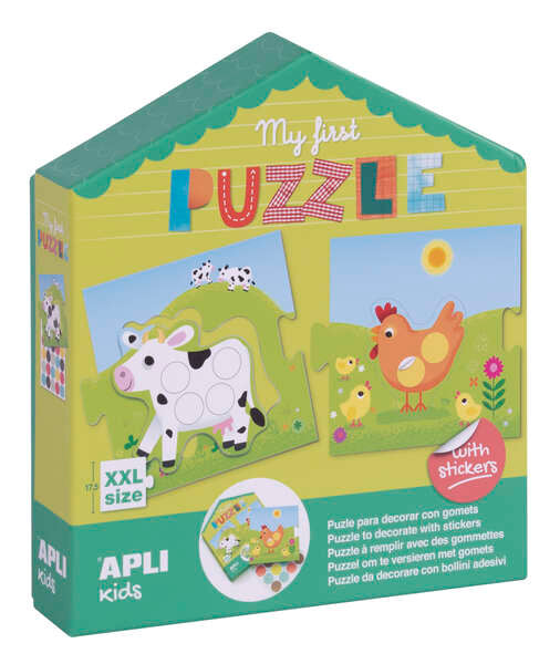 Apli My First Puzzle con Gomets - Ideal para Niños Pequeños - Fomenta la Coordinacion y la Concentracion - Incluye Pegatinas para Decorar El Puzzle
