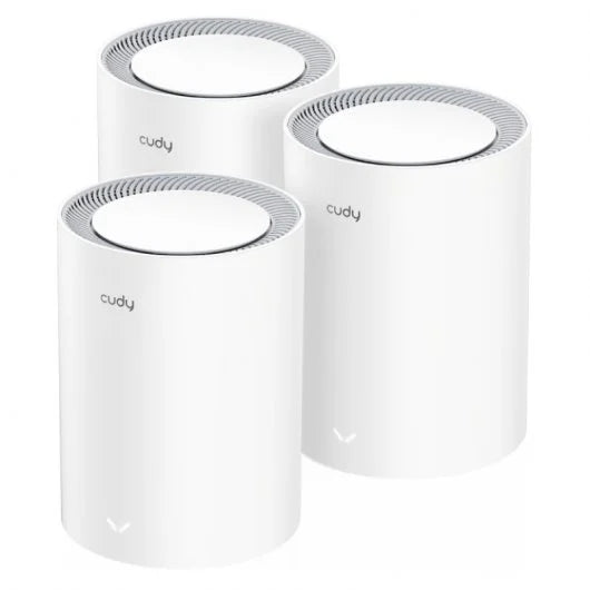 Cudy M1800 Pack de 3 Sistemas WiFi 6 Mesh AX1800 Dual Band - 1201Mbps en 5GHz, 574Mbps en 2,4GHz - 1x Puerto LAN 1000/100/10Mbps, 1x Puerto WAN 1000/100/10Mbps - 4 Antenas Internas