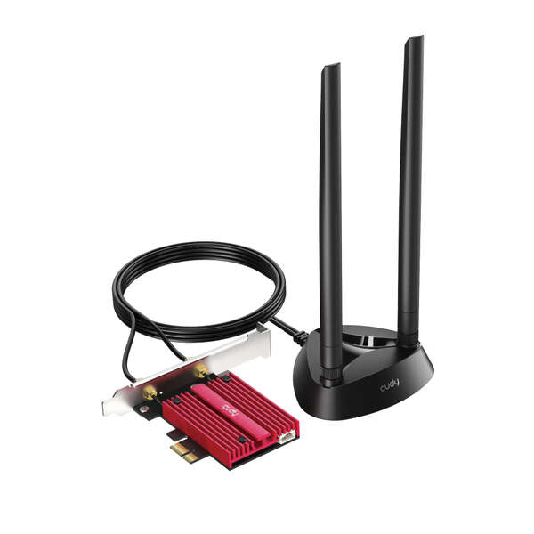 Cudy WE4000 Adaptador de Red PCI-e AX5400 WiFi 6 Tri-Banda - Bluetooth 5.2 - 2 Antenas Externas