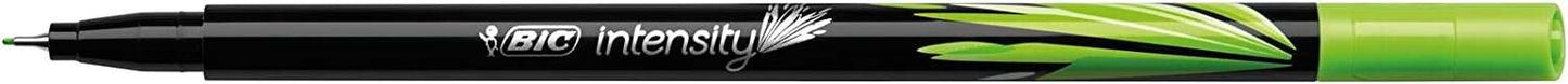 Bic Intensity Fine Rotulador de Punta Fina de 0.8mm - Trazo de 0.4mm - Tinta con Base de Agua - Color Verde Lima - Cantidad: 12