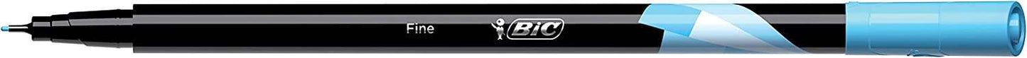 Bic Intensity Fine Rotulador de Punta Fina de 0.8mm - Trazo de 0.4mm - Tinta con Base de Agua - Color Turquesa - Cantidad: 12