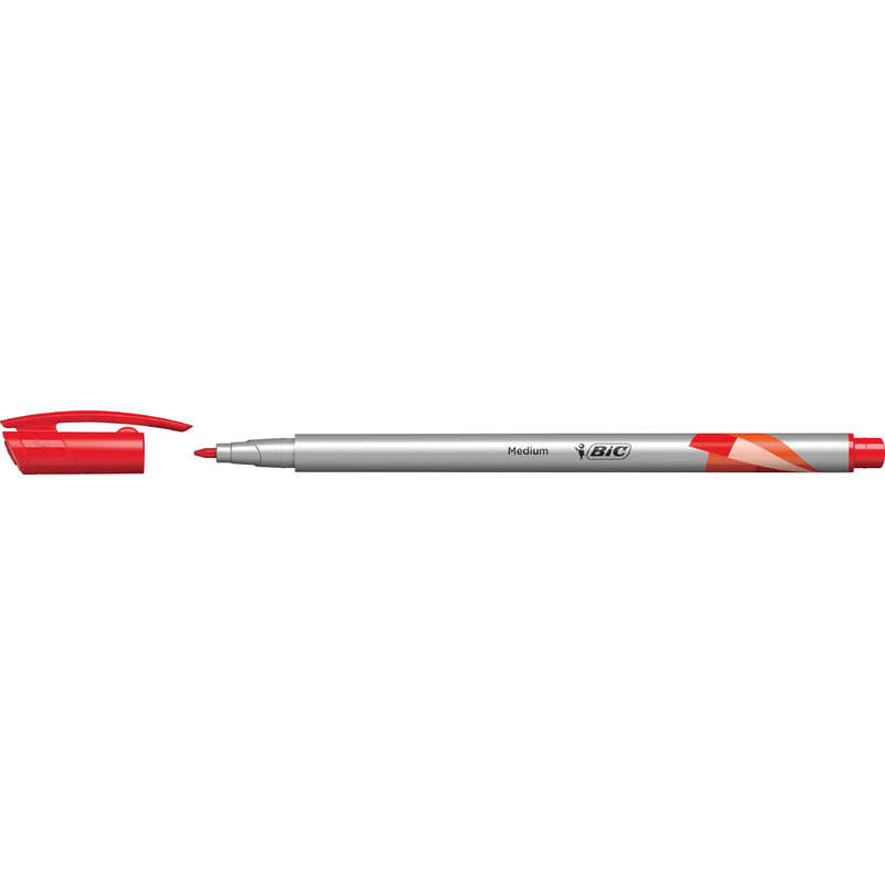 Bic Intensity Medium Rotulador de Punta Media de 0.8mm - Tinta con Base de Agua - Color Rojo - Cantidad: 12