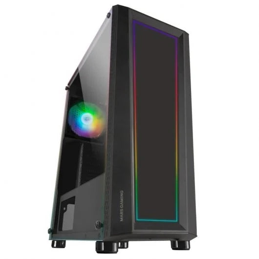 Mars Gaming MC-ART Caja Semitorre ATX, Micro ATX, Mini-ITX - Frontal y Lateral Cristal Templado en los que podras Crear tus Diseños - Iluminacion FRGB - USB-A 3.0, USB-A 2.0 y Audio - 1 Ventilador 120mm FRGB Incluido - Soporta Refrigeracion Liquida